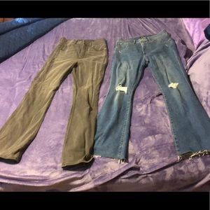 Two pair of Express brand mid rise flare jeans